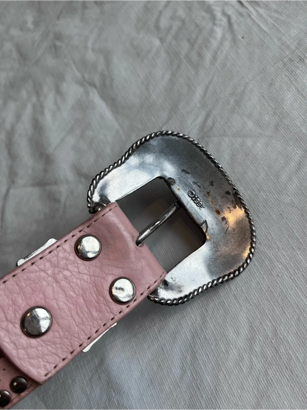 Nocona Pink Leather Rhinestones Western Belt